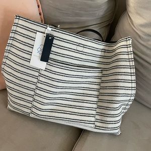 Black/ cream large tote bag
